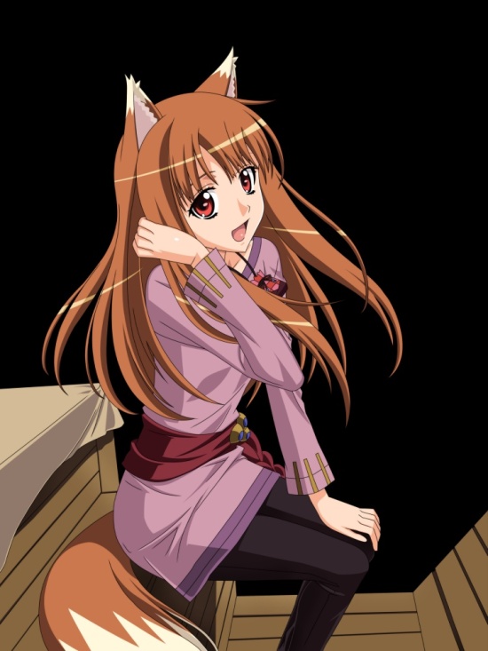 She appears to be a fifteen-year-old girl, except for a wolf's tail and ears 